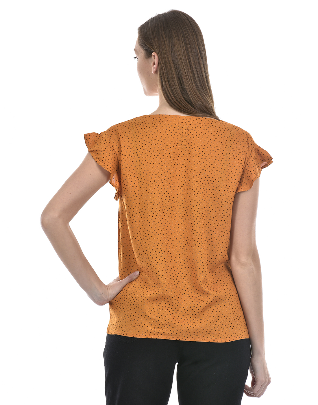 Numero Uno Women All Over Print Orange Top